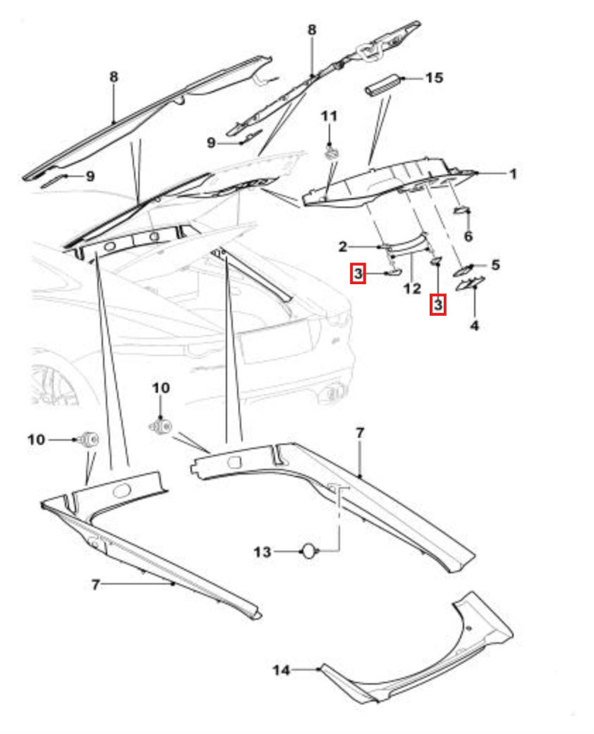 Jaguar F-Type Tailgate Griff Abdeckungs 2er-Set Atlas Silver