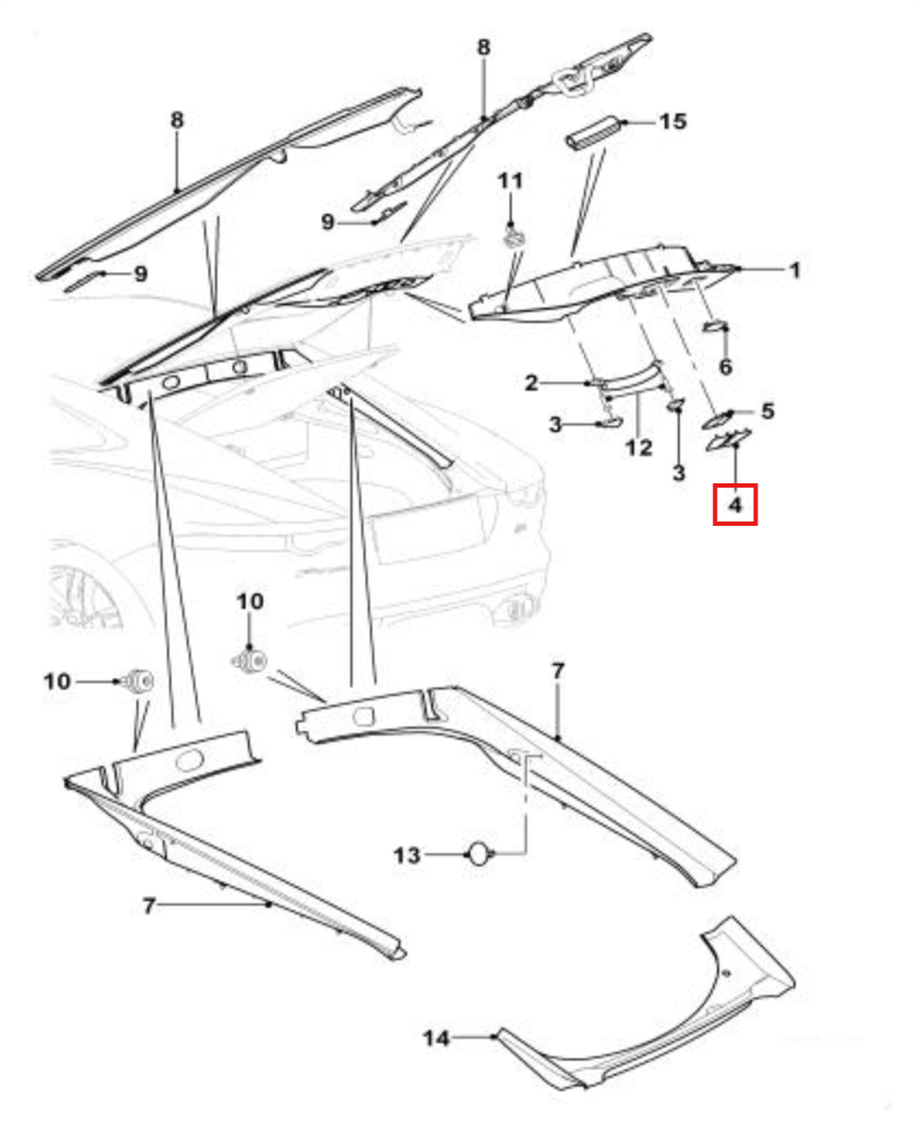 Jaguar F-Type Trunk Lock Abdeckung Verkleidung Black T2R8630