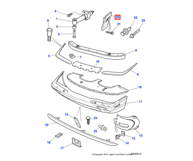 Jaguar XJ vorn/hinten Stoßfänger Befestigung Halter Black HNA6453AB
