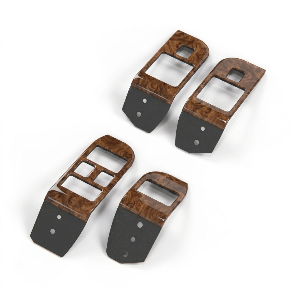 Jaguar XJ6 XJ12 X300 RHD Tür Ashtray und Schalter Wood Verkleidung Burr Walnut Set Of 4 GNA1384GA / GNA1385DA / GNA2845BA / GNA2844BA