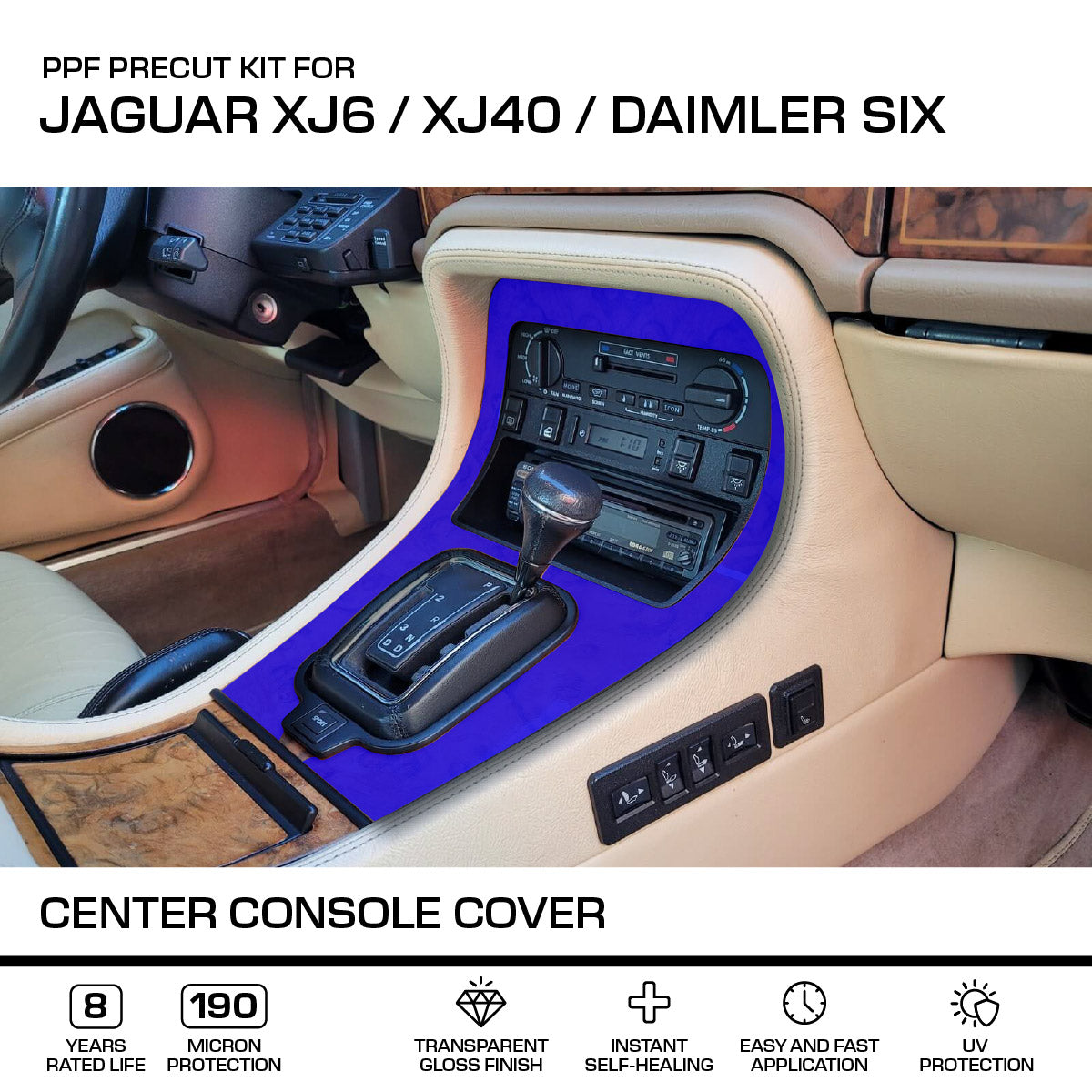 Jaguar XJ6 / XJ40 / Daimler Six Mittelkonsole Protection – PPF Paint Protection Film Precut – Transparent Anti-scratch Abdeckung – Standard