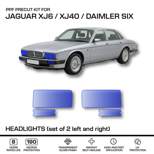 Jaguar XJ6 / XJ40 / Daimler Six Scheinwerfers - 3M PRO Transparent PPF Paint Protection Film Precut – 2er-Set links und rechts – Standard