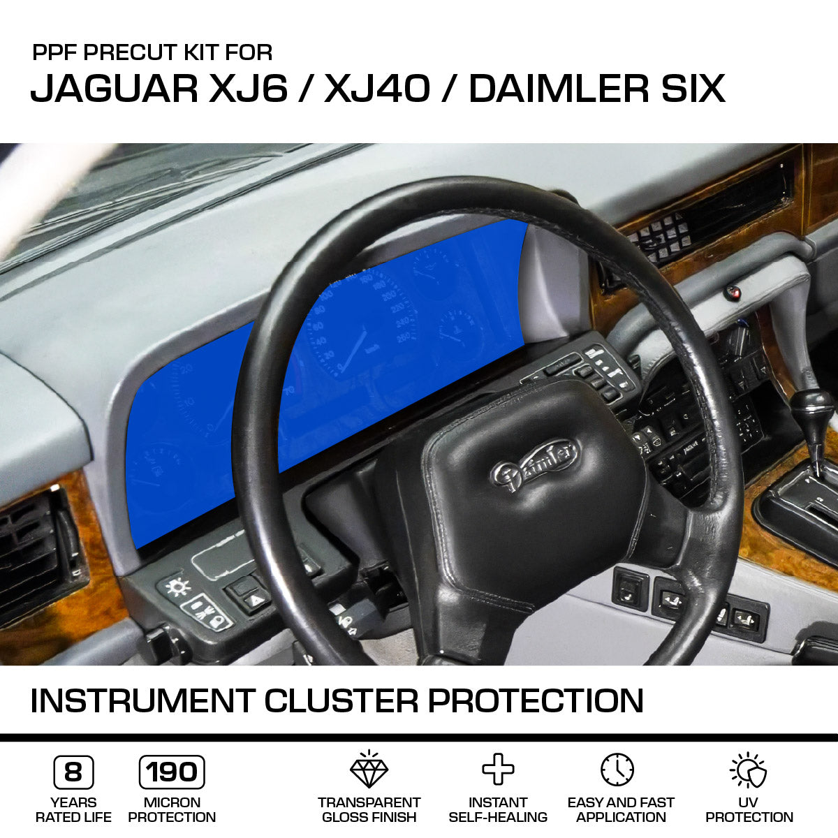 Jaguar XJ6 / XJ40 / Daimler Six Instrument Cluster Protection - PPF Paint Protection Film Precut – Transparent Anti-scratch Abdeckung – Standard