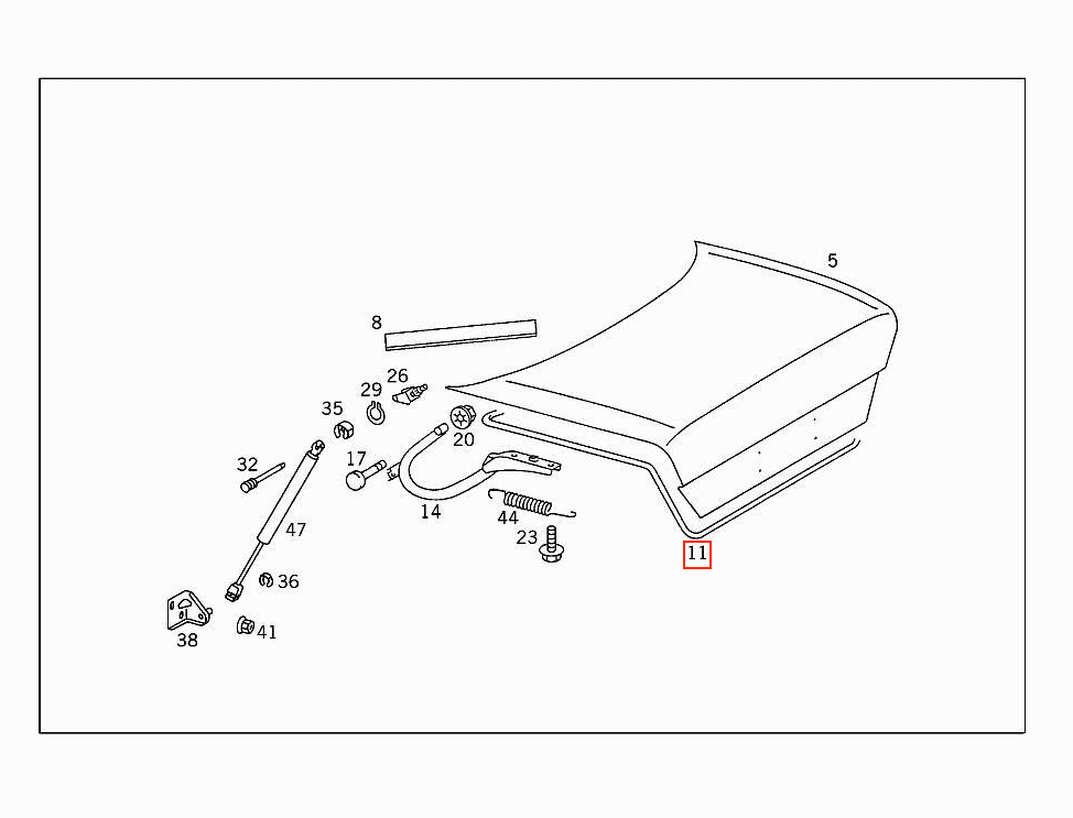 Mercedes A124 / C124 Trunk Seal Weatherstrip A124 A1247500298