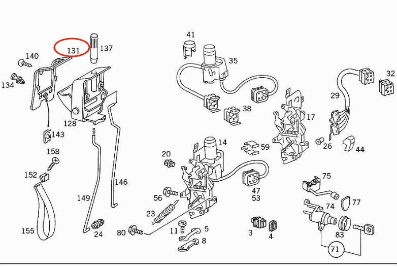 Mercedes-Benz S124 Door Lock Abdeckung A1247661991
