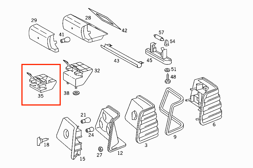 Mercedes-Benz W124 High Mount Lamp Mount Bracket Set of 2. A1248200382