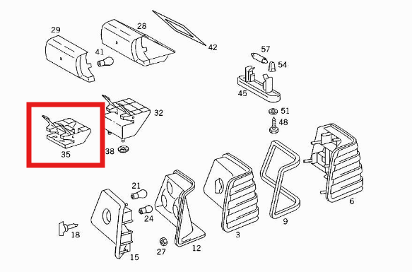 Mercedes C124 Additional Stop Lamp Mount Bracket A1248200482