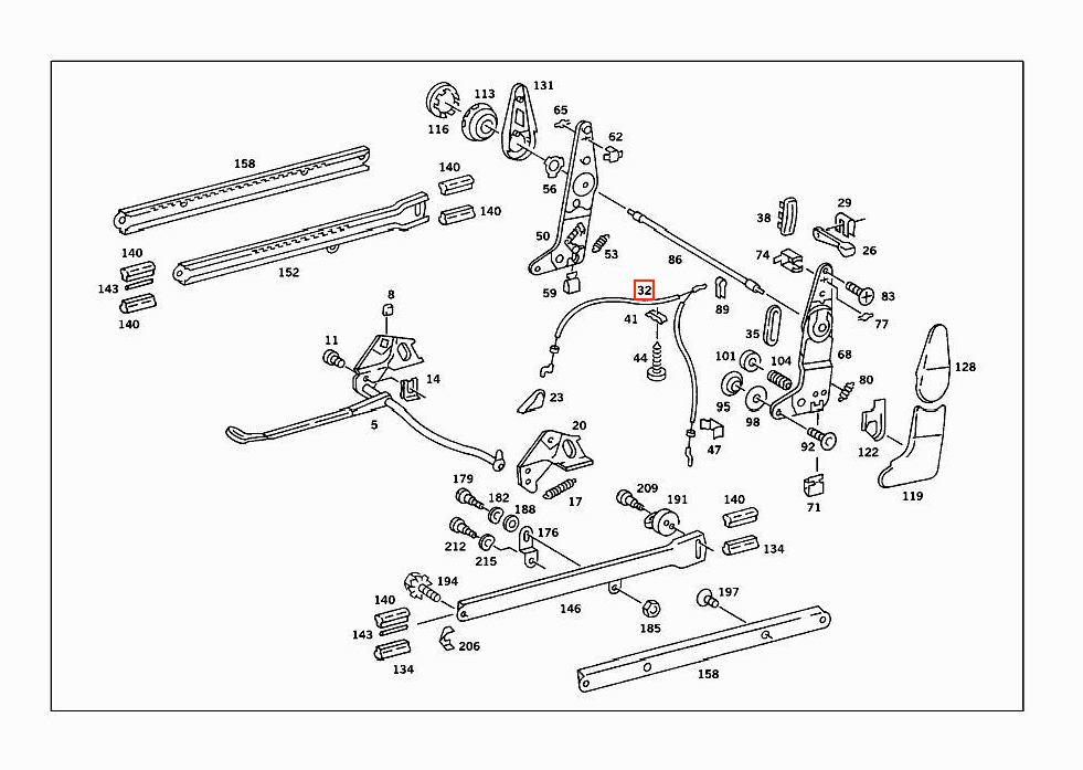 Mercedes R107 / C107 Seat Cable A1079100074