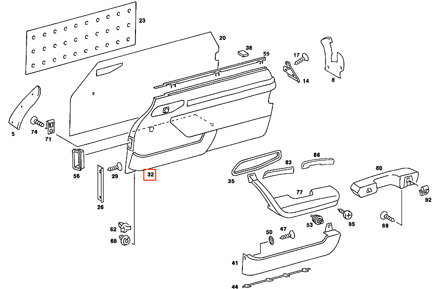 Mercedes R107 Door Panels / Base Boards for Upholstery Set Of 2 A1077200770 / A1077200870