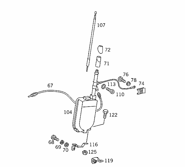 Mercedes R107 / R129 / W108 / W110 / W113 / W115 / W116 / W126 / W201 / W202 Electric Car Antenna A1248201775 / A1248200175