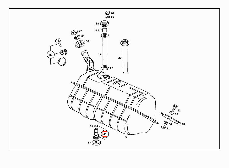 Mercedes R107 / W113 / W123 / W124 / W201 Fuel Tank Screen A2014700406