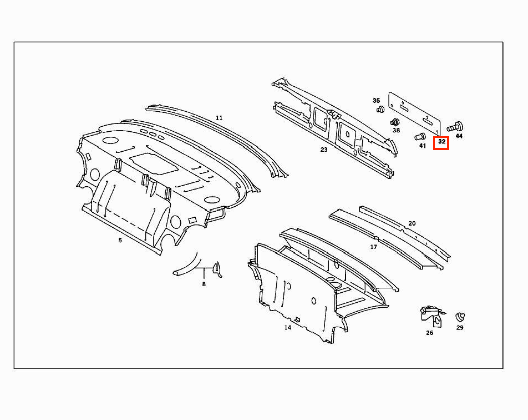 Mercedes R107 / W114 / W115 / W116 / W123 License Plate Frame Set Of 2 Front And Rear A1238170378 / A1158170078