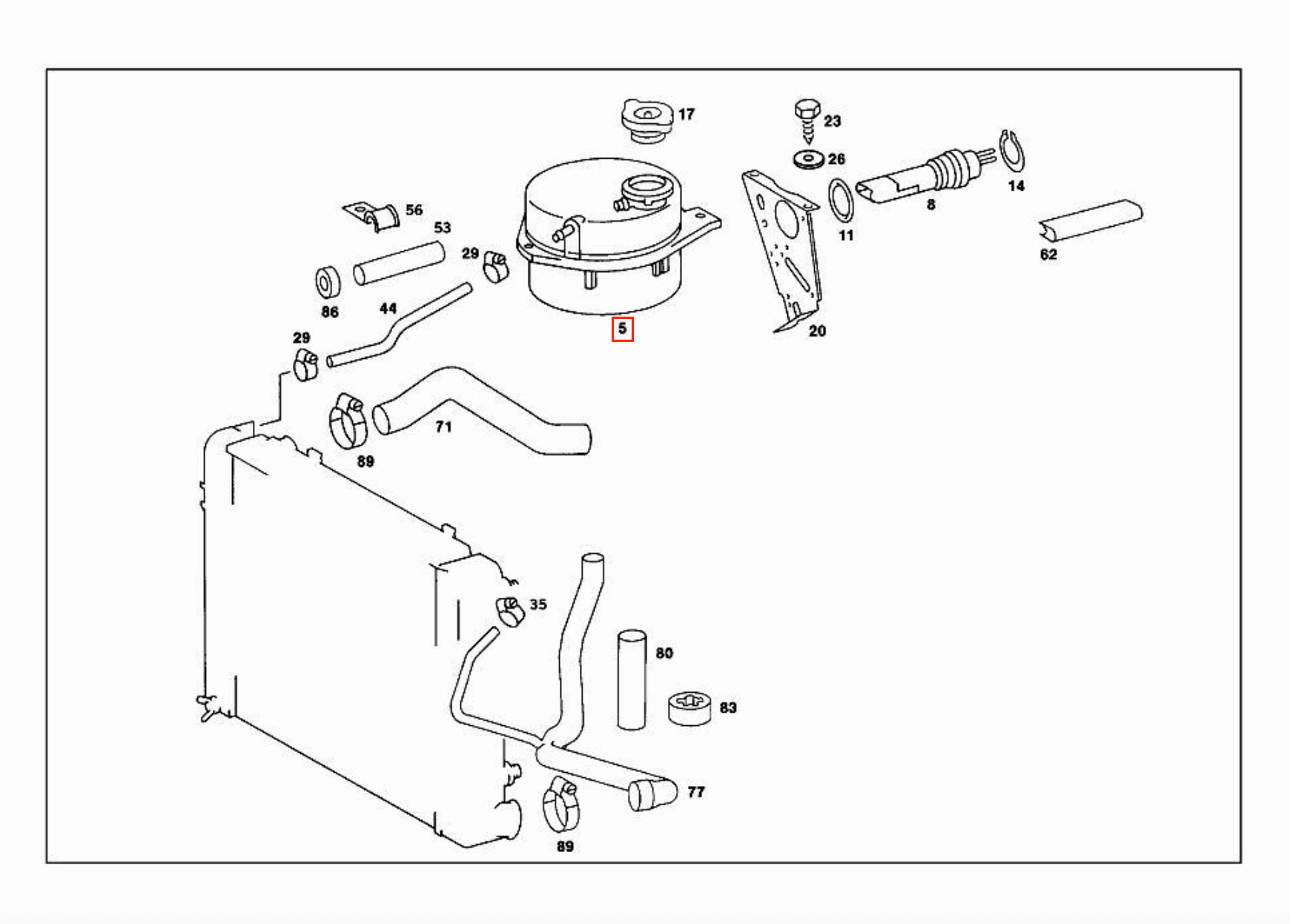 Mercedes R107 / W463 Coolant Expansion Tank A1075000549