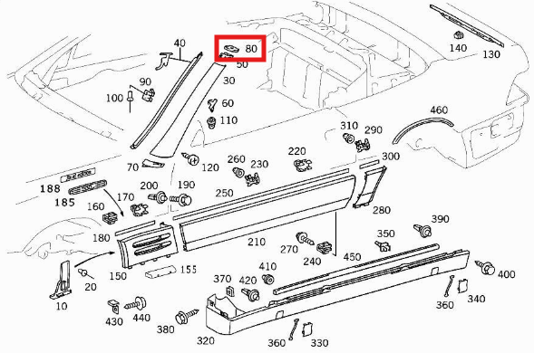 Mercedes R129 A-Pillar Upper Verkleidung Abdeckung schwarz links/rechts A1296900327 / A1296900427