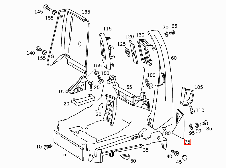 Mercedes R129 Front Seat Verkleidung Abdeckung links/rechts A1299190720 / A1299190820