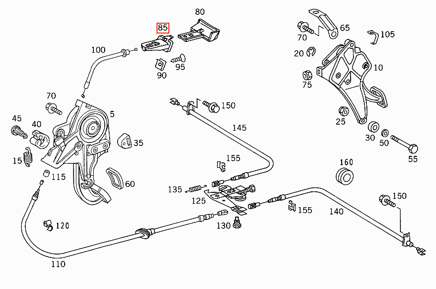 Mercedes R129 Handbrake Release Guide LHD Or RHD schwarz A1294201077 & A1294270941 / A1294201177 & A1294271041