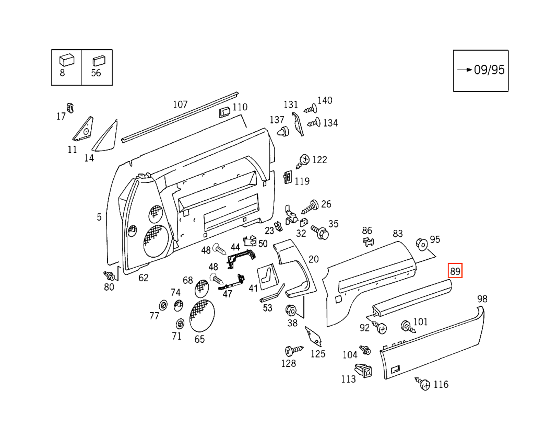 Mercedes R129 Pre-Lift Custom Interior Door Panel Storage Compartment Wood Light / Dark Walnut links/rechts A1297270355 / A1297273488