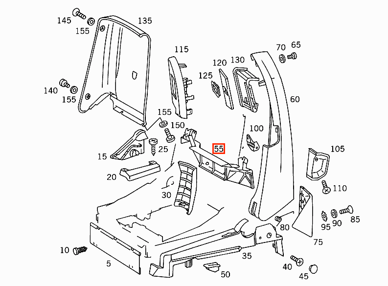 Mercedes R129 Seat Rear Bottom Verkleidung Abdeckung LHD Or RHD A1299120135 / A1299120235