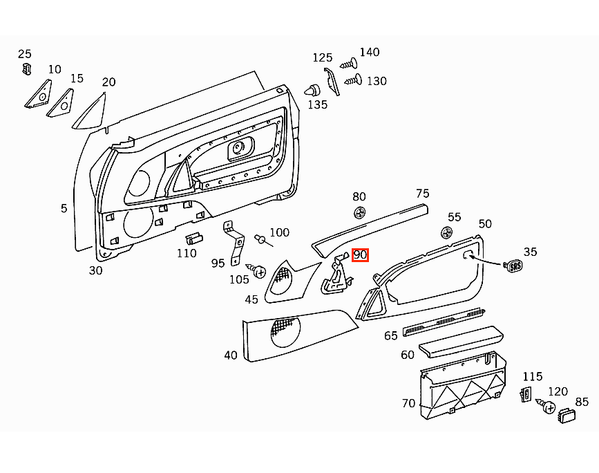Mercedes R129 Seat Switch Abdeckung Without Memory links/rechts A1297273788 / A1297273888