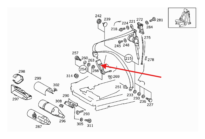 Mercedes R129 Seatbelt Bucket Housing Abdeckung schwarz A1298600969 / A1298601269