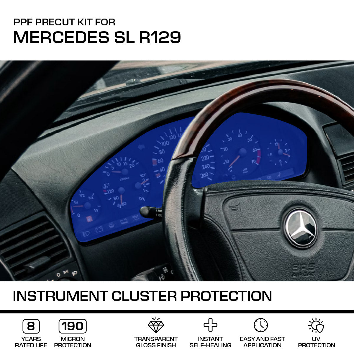 Mercedes R129 SL - PPF Paint Protection Film Precut - Instrument Cluster protection