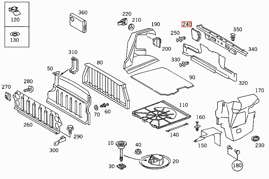 Mercedes R129 Trunk Abdeckung 1296930027