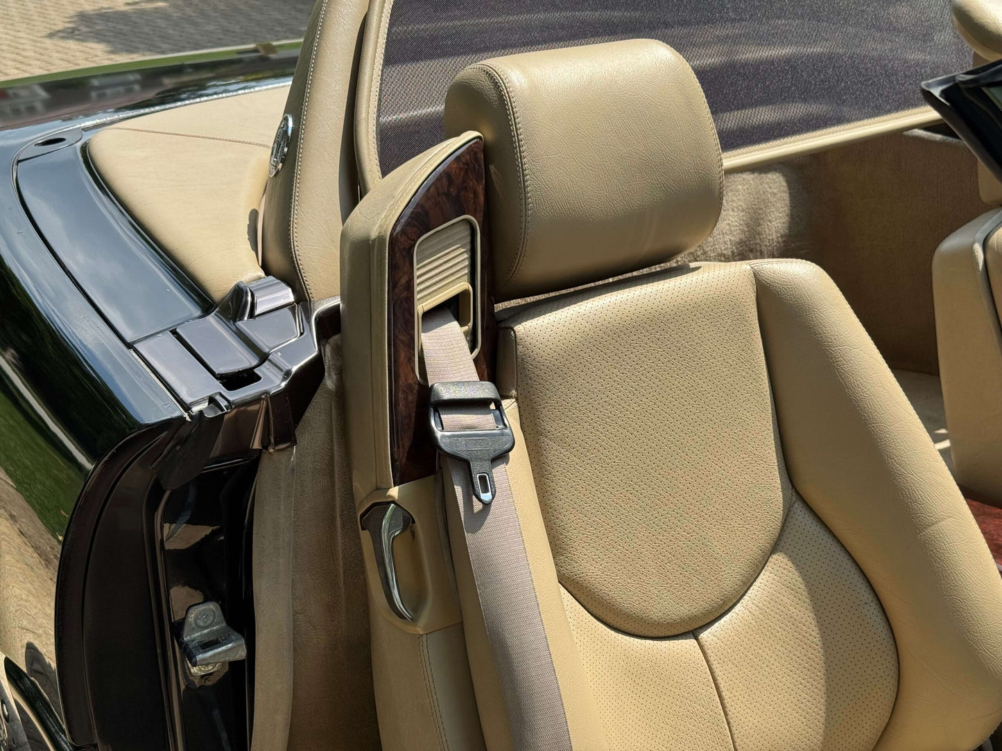 Mercedes R129 R129 SL Interior Custom Seat Belt Outlet Bracket Abdeckung With WOOD AND LEATHER links/rechts A1299100739 / A1299100839