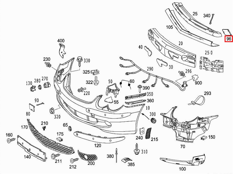 Mercedes R230 Front Tow Hook Abdeckkappe Primed A2308851722 / A2308851822