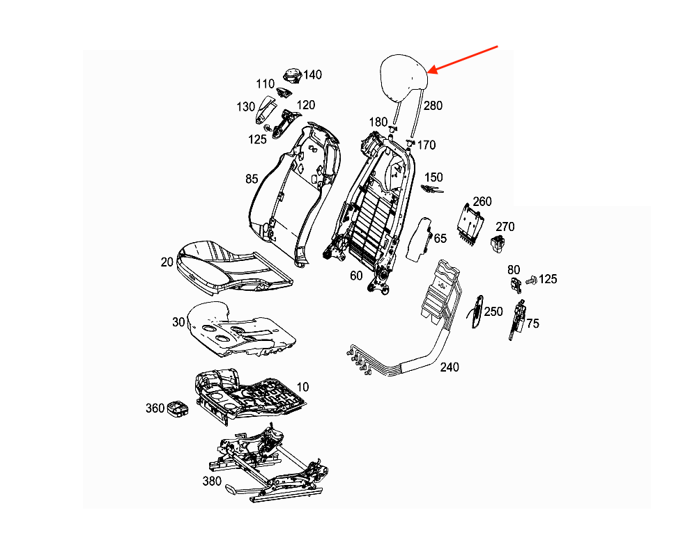 Mercedes R230 Headrest Back Abdeckung JC1415677 A2309701450