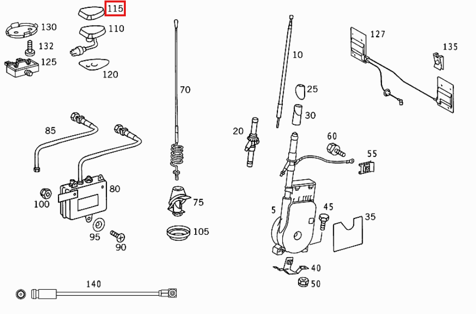 Mercedes SL R129 R170 W208 GPS Antenna Abdeckkappe Primed + Rubber Seal A1298270231