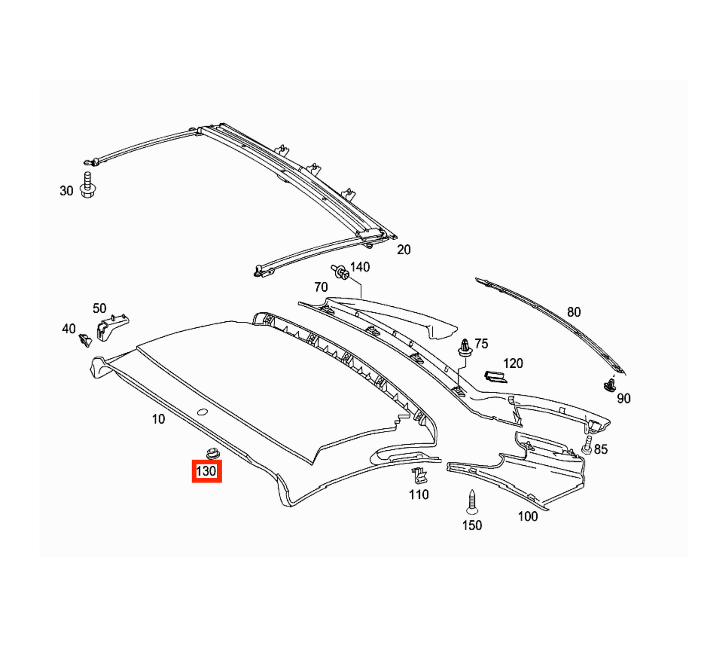 Mercedes SL R230 Hardtop Emergency Release Abdeckkappe A2307920030