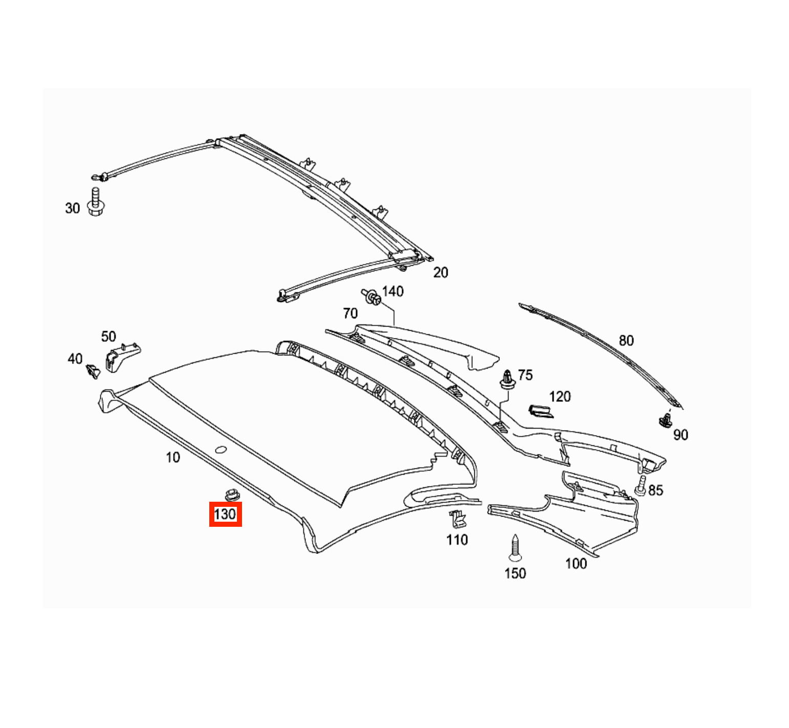 Mercedes SL R230 Hardtop Emergency Release Abdeckkappe A2307920030