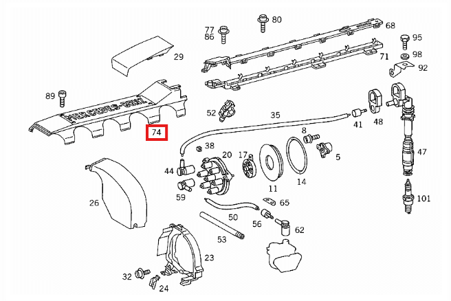 Mercedes SL600 R129 / W140 / C140 CL V12 Engine Ignition Wire Abdeckung schwarz A1201590625