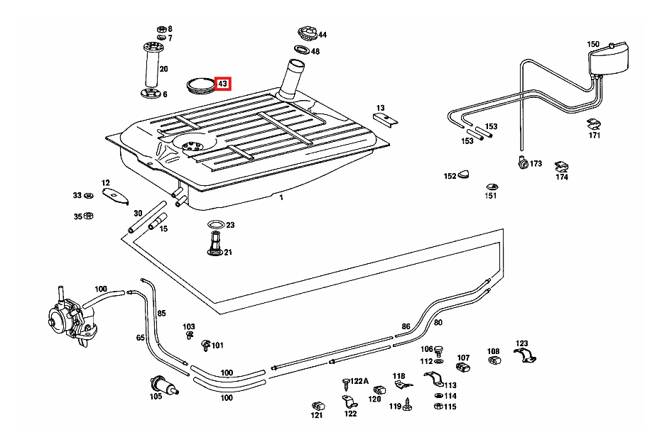 Mercedes W107 Fuel Sender Abdeckkappe White A1109870145