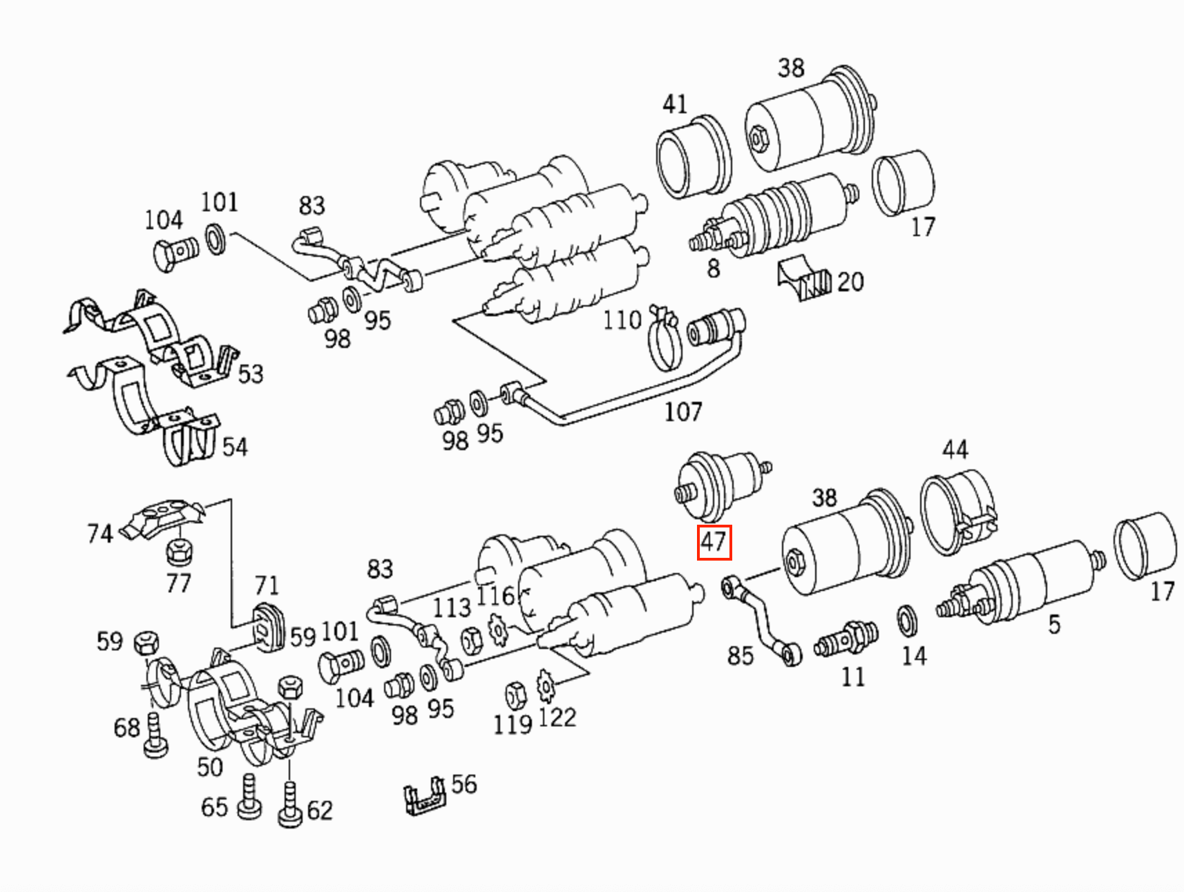 Mercedes W107 / R129 / W124 / W126 / W463 Fuel Pressure Accumulator With M12x1.5 Thread A0004760921