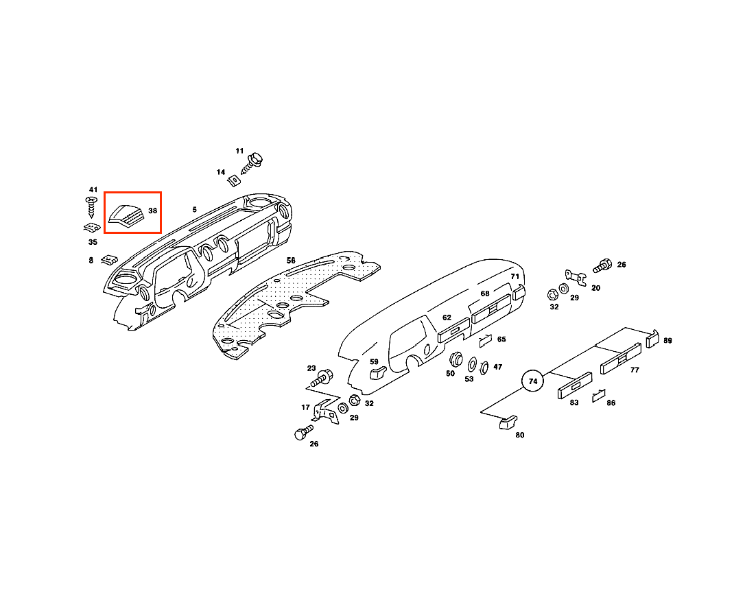 Mercedes W123 Dashboard Speaker Abdeckung links/rechts A1236802707 / A1236802807
