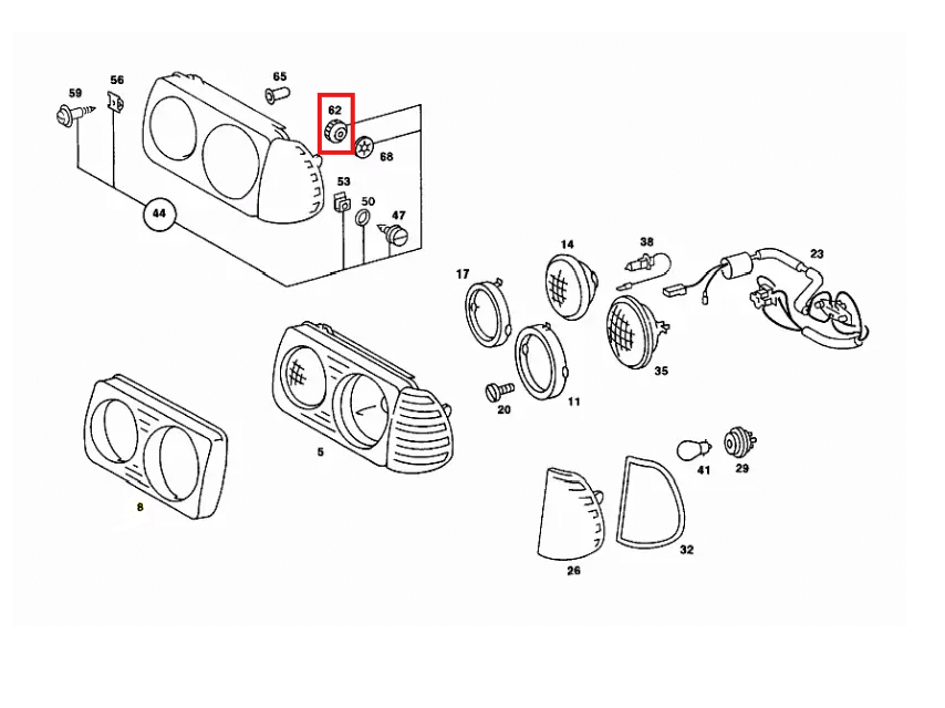 Mercedes W123 Headlight Bezel Plastic Nut Set Of 5 White 1089900057