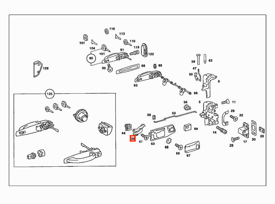 Mercedes W123 Inside Handle Left A1237600161