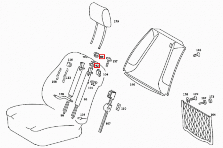 Mercedes W123 / W124 / W126 Headrest Set Of 4 A1269901240 A1269880082