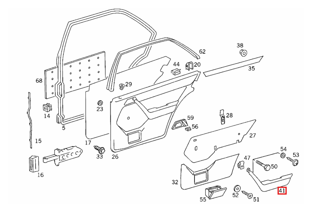 Mercedes W124 Armrest Repair Kit Rear Left And Right Gray A1249700301 / A1249700401