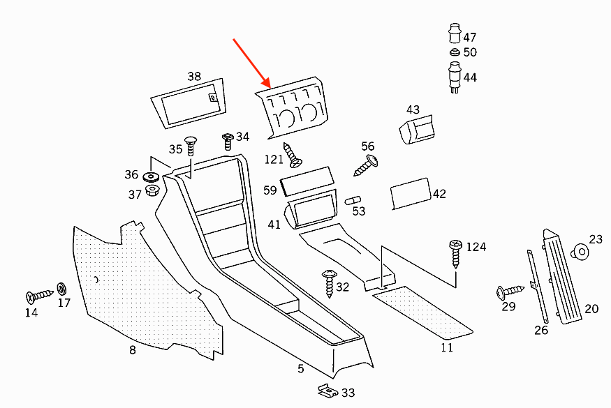 Mercedes W124 Center Console Verkleidung Mount Bracket Set Of 2 A1246830068