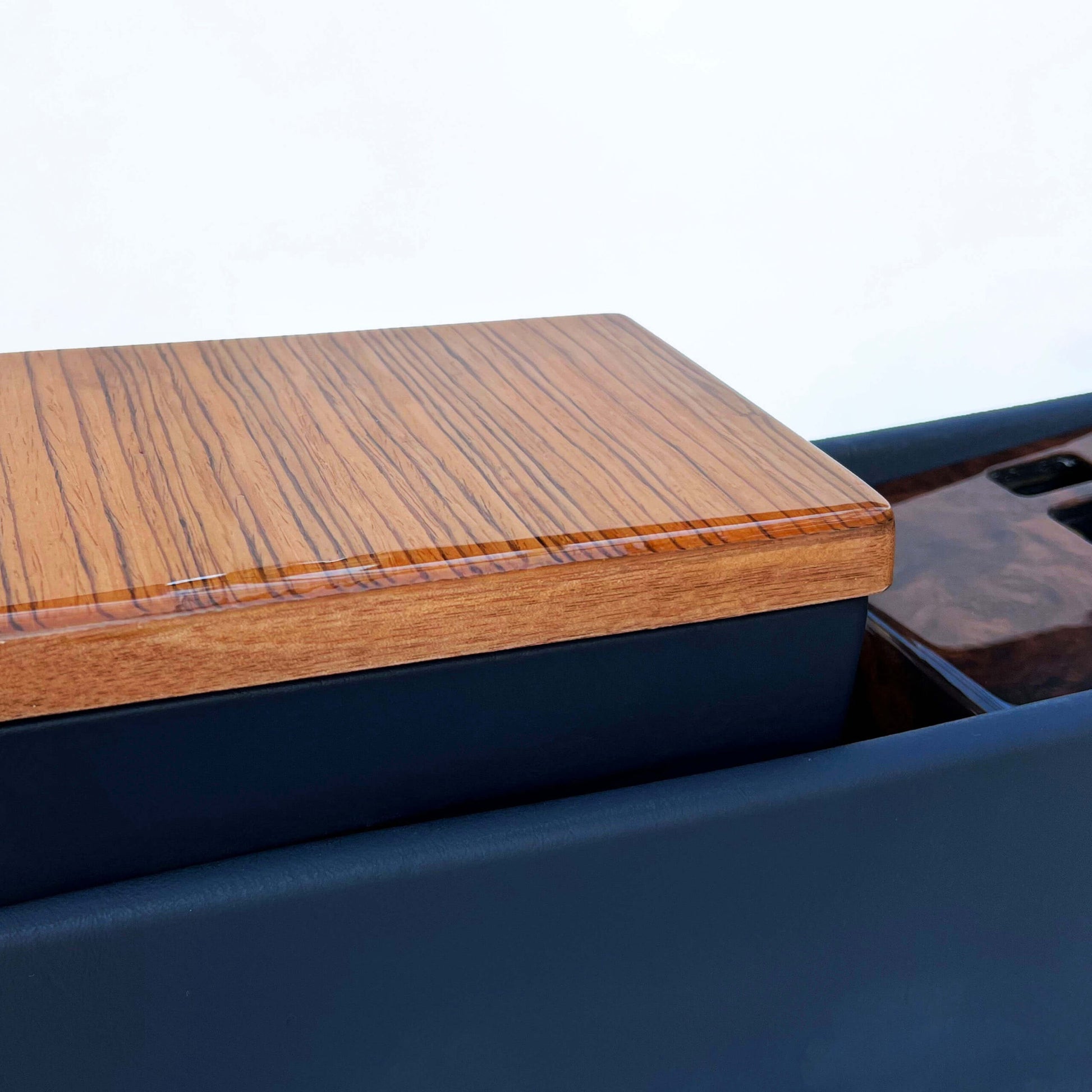 Mercedes W124 Central Console Armrest Leather And Wood Box