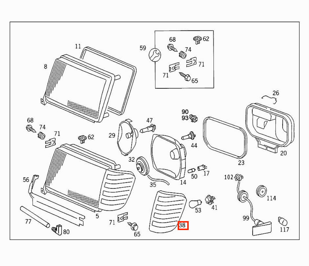 Mercedes W124 Direction Indicator Smoke Gray Set Of 2 Left And Right A1248260743 / A1248260843
