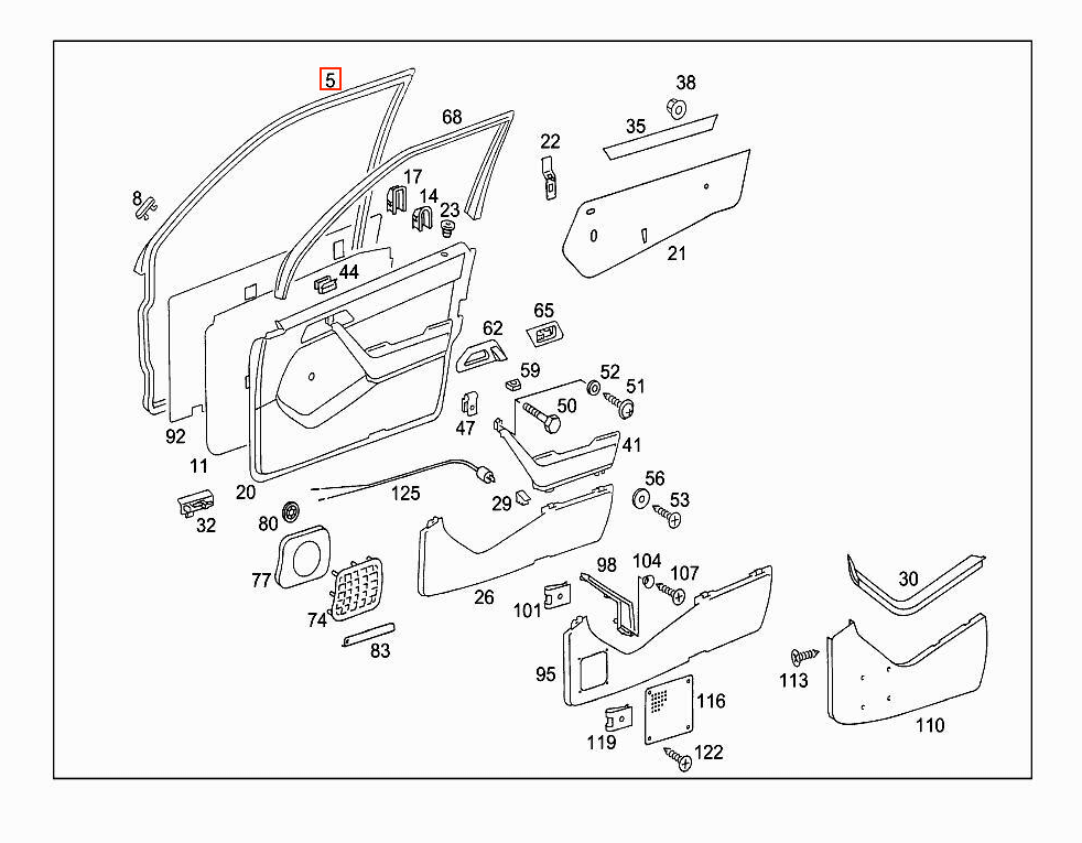 Mercedes W124 Front Door Seal links/rechts A1247201178 / A1247200778 / A1247201278 / A1247200878