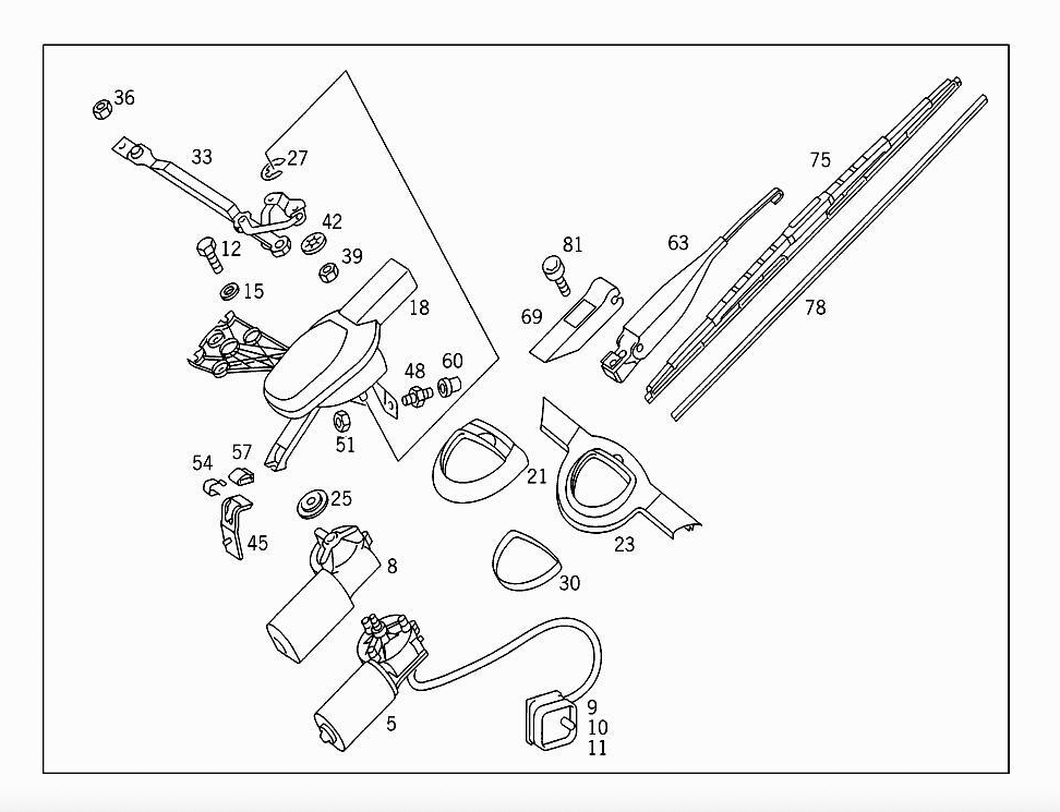 Mercedes W124 Front Windshield Wiper Gearbox Gear A1248202307