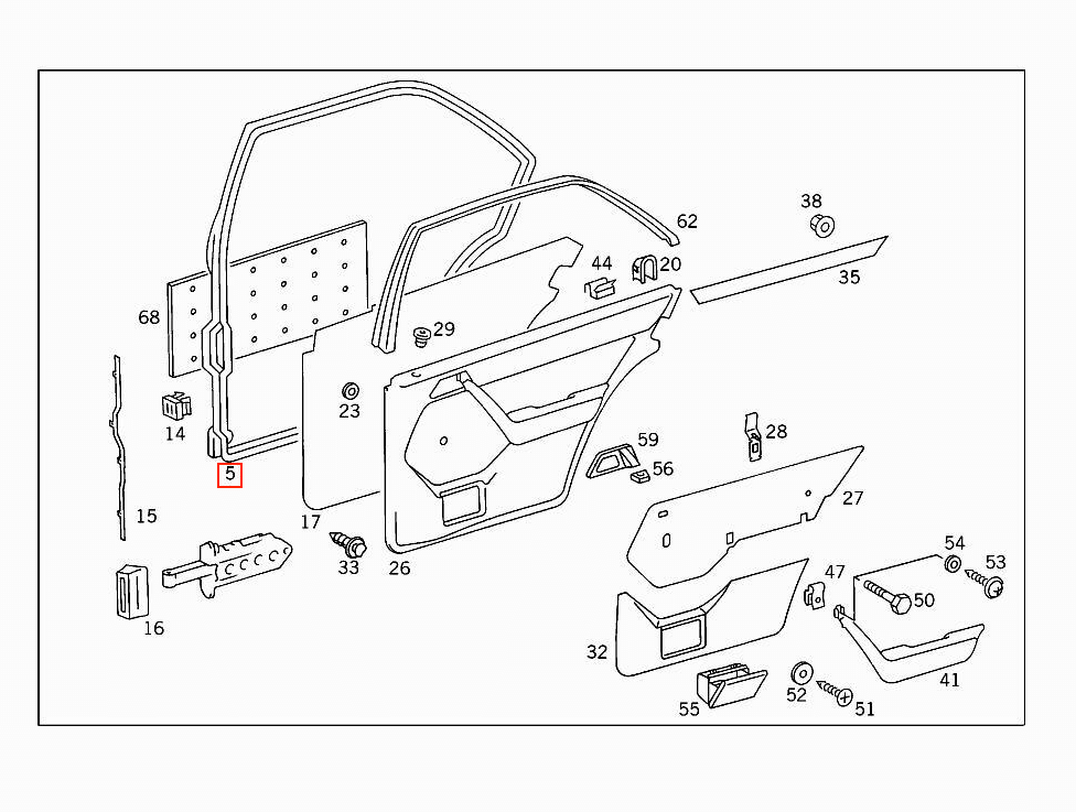 Mercedes W124 Rear Door Seal Weatherstrip links/rechts A1247303578 / A1247303678