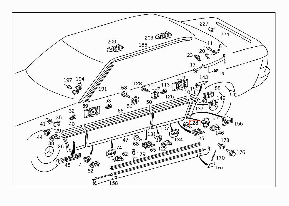 Mercedes W124 Rear Exterior Bottom Verkleidung links/rechts A1248840131 / A1248840231