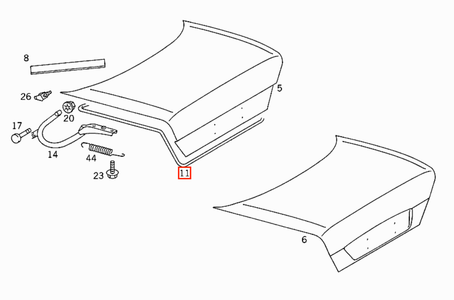 Mercedes W124 Rubber Trunk Seal Weatherstrip A1247500398