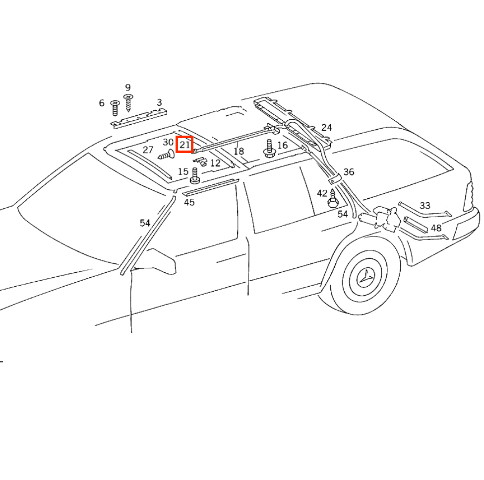 Mercedes W124 / S124 / C124 Sunroof Repair Cable A1247801589