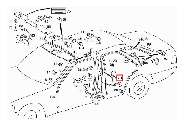 Mercedes W124 Seat Belt Regulation Abdeckung And Button For B-Pillar Post links/rechts A2016900930, A1246920122 / A2016901030, A1246920222